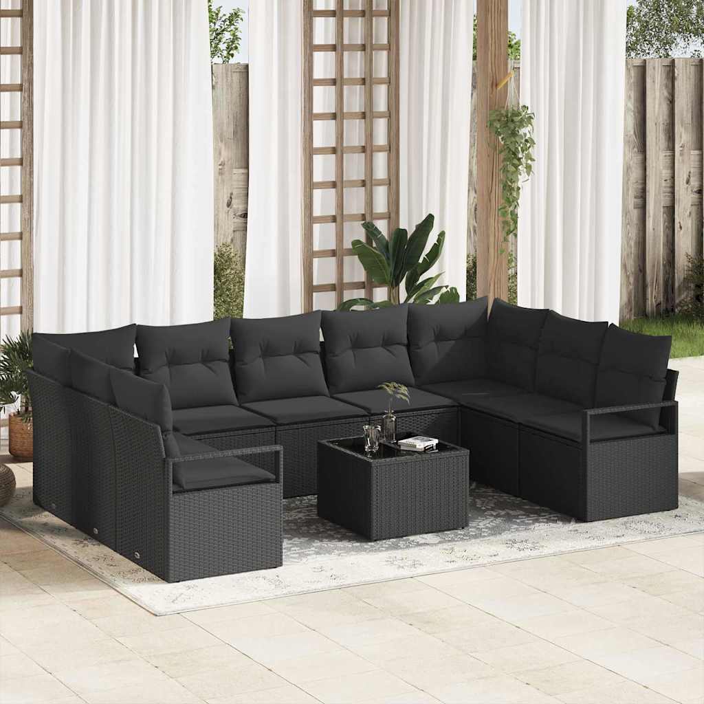 Tuinbankenset Met Kussen 9 Pcs Poly Rattan
