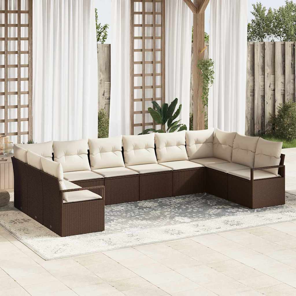 Tuinbankenset Met Kussen 10 Pcs Poly Rattan