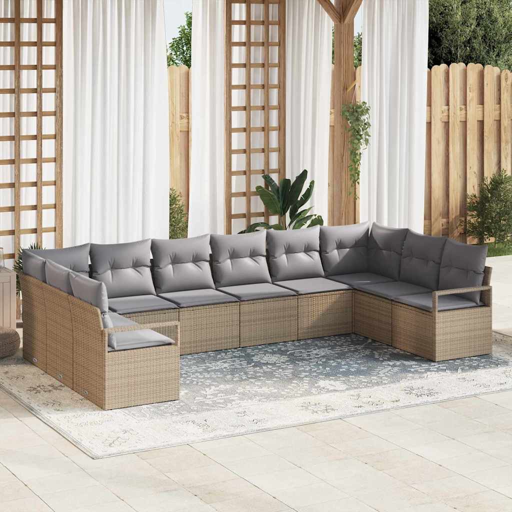 Tuinbankenset Met Kussen 10 Pcs Poly Rattan