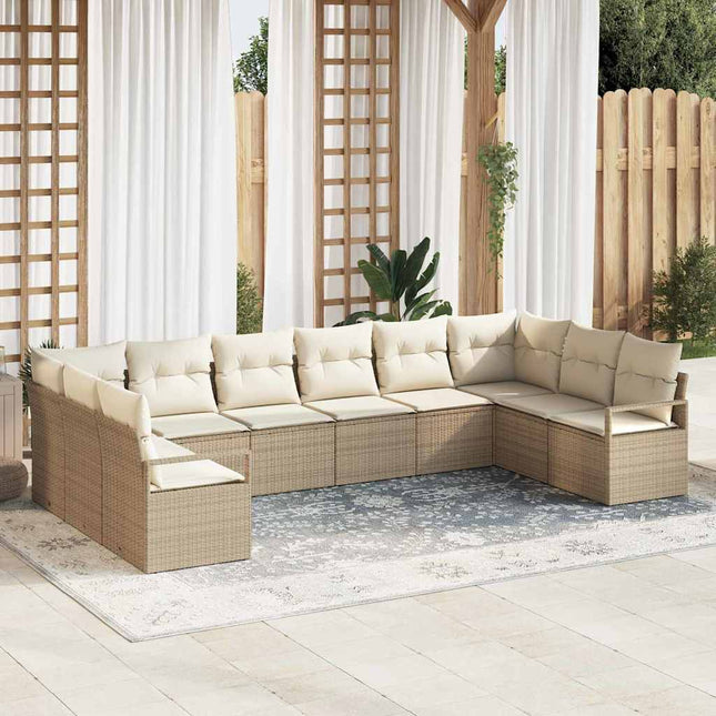 Tuinbankenset Met Kussen 10 Pcs Poly Rattan