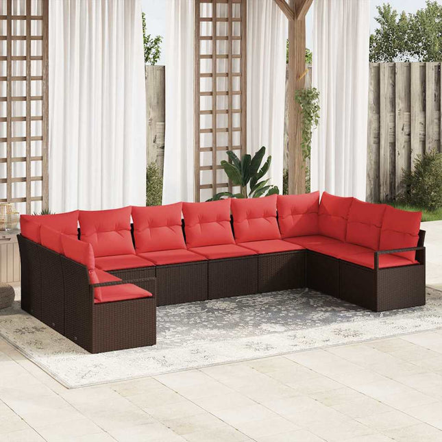 Tuinbankenset Met Kussen 11 Pcs Poly Rattan