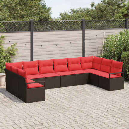 Tuinbankenset Met Kussen 10 Pcs Poly Rattan