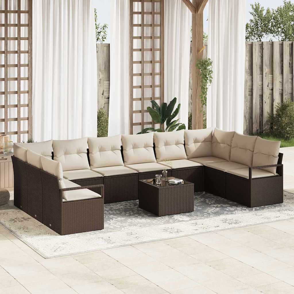 Tuinbankenset Met Kussen 10 Pcs Poly Rattan
