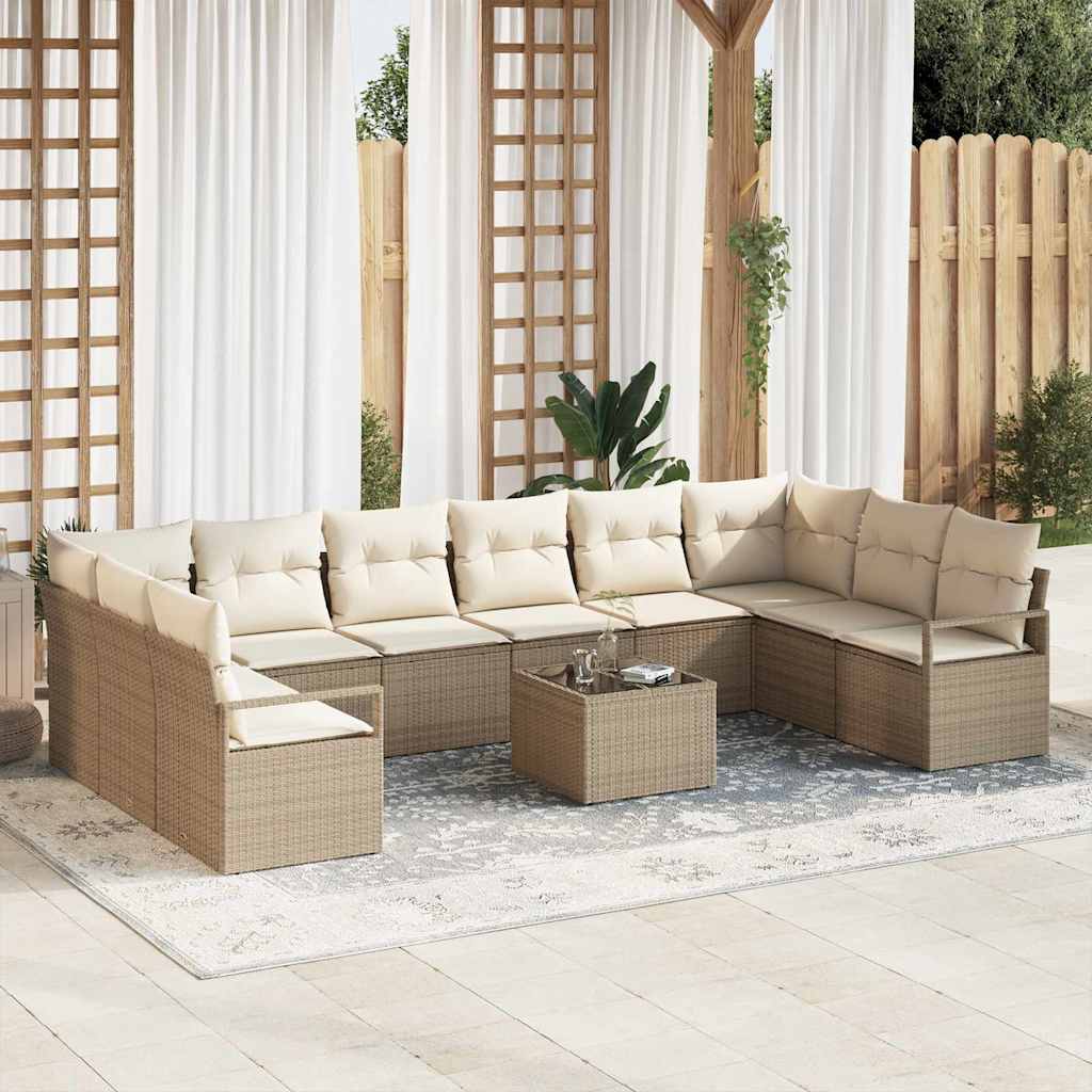 Tuinbankenset Met Kussen 10 Pcs Poly Rattan
