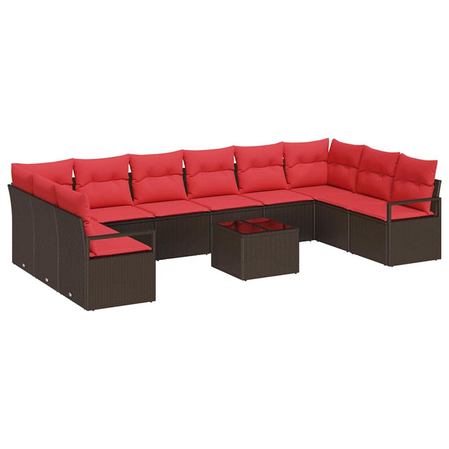 Tuinbankenset Met Kussen 11 Pcs Poly Rattan