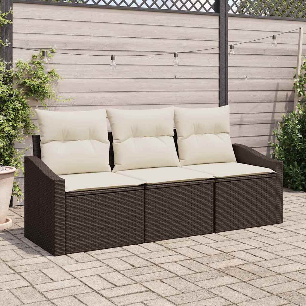 Tuinbankenset Met Kussen 3 Pcs Poly Rattan
