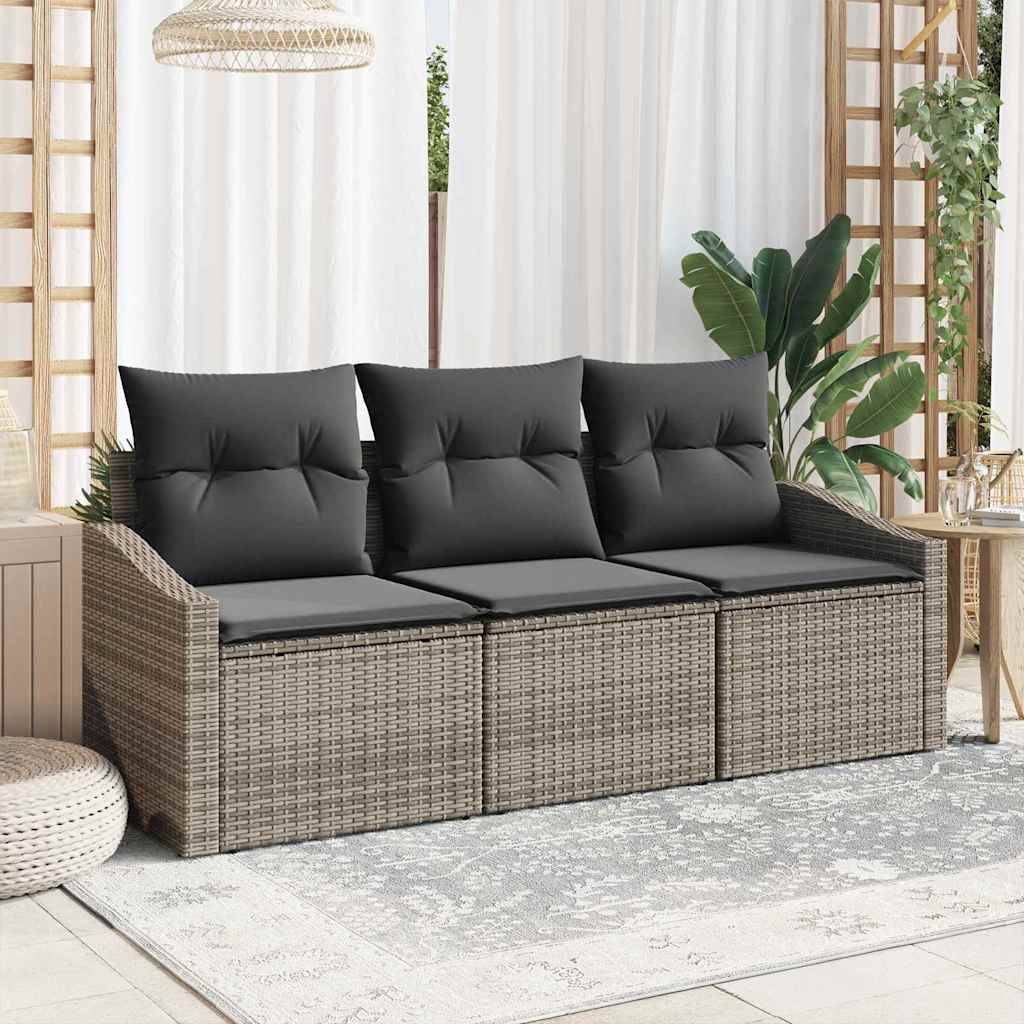 Tuinbankenset Met Kussen 3 Pcs Poly Rattan
