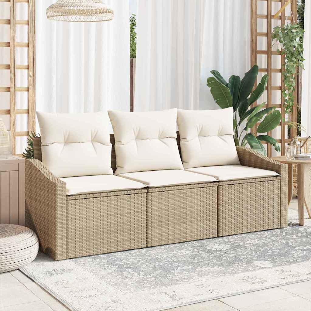 Tuinbankenset Met Kussen 3 Pcs Poly Rattan