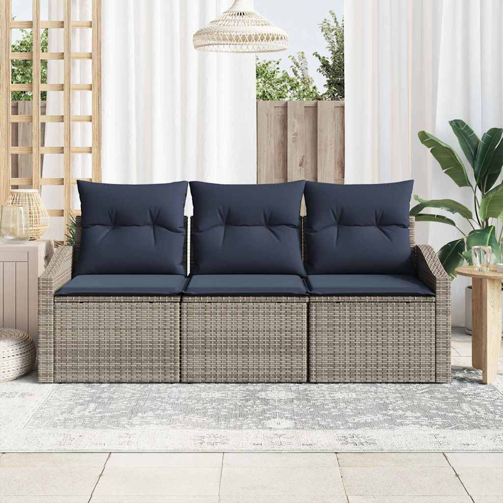 Tuinbankenset Met Kussen 3 Pcs Poly Rattan