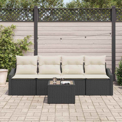 Bankstel Met Kussen Met Opslag 5 Pcs En Crème Poly Rattan
