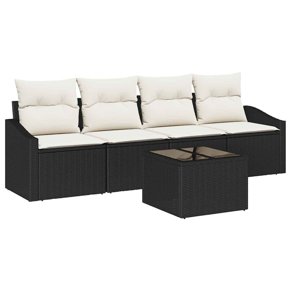 Bankstel Met Kussen Met Opslag 5 Pcs En Crème Poly Rattan