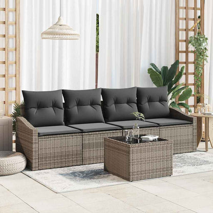 Bankstel Met Kussen Met Opslag 5 Pcs En Crème Poly Rattan