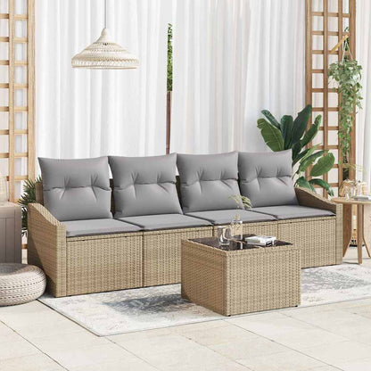 Bankstel Met Kussen Met Opslag 5 Pcs En Crème Poly Rattan