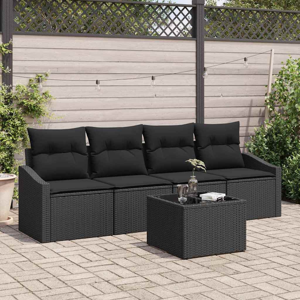 Bankstel Met Kussen Met Opslag 5 Pcs En Crème Poly Rattan