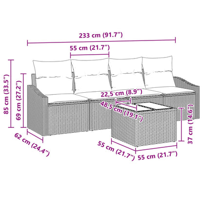Bankstel Met Kussen 5 Pcs Poly Rattan