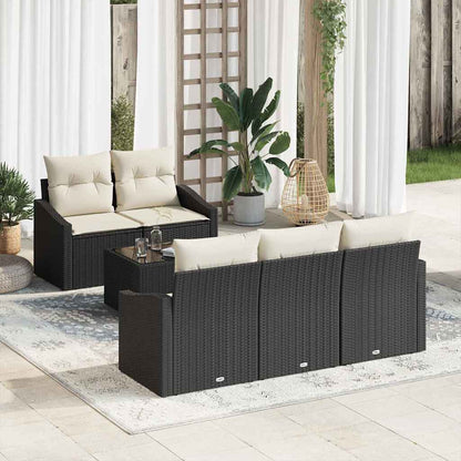 Bankstel Met Kussen Met Opslag 6 Pcs En Crème Poly Rattan