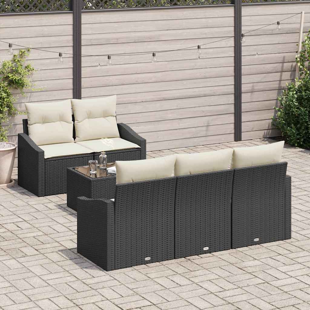 Bankstel Met Kussen Met Opslag 6 Pcs En Crème Poly Rattan