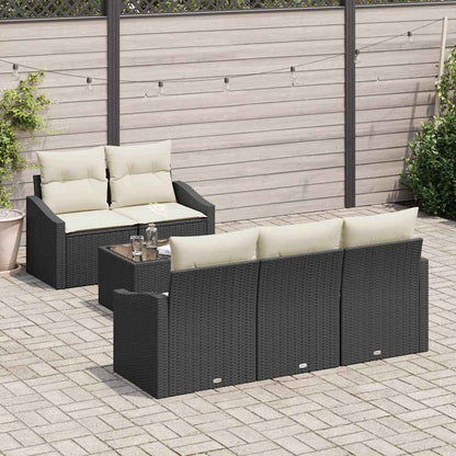Bankstel Met Kussen Met Opslag 6 Pcs En Crème Poly Rattan