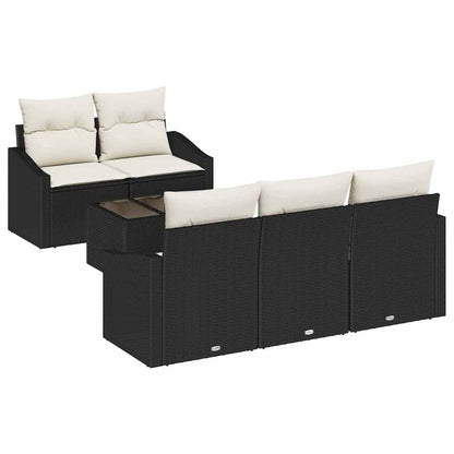 Bankstel Met Kussen Met Opslag 6 Pcs En Crème Poly Rattan
