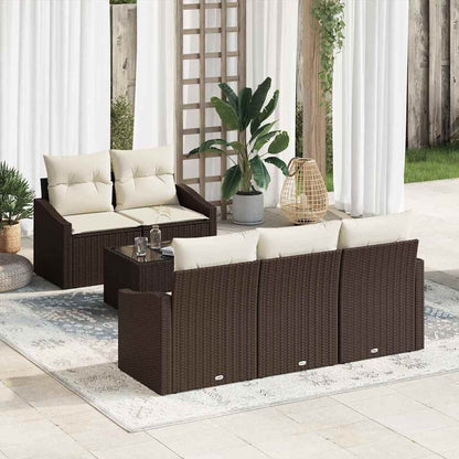 Bankstel Met Kussen Met Opslag 6 Pcs En Crème Poly Rattan