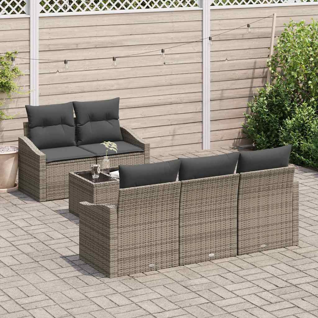 Bankstel Met Kussen Met Opslag 6 Pcs En Crème Poly Rattan