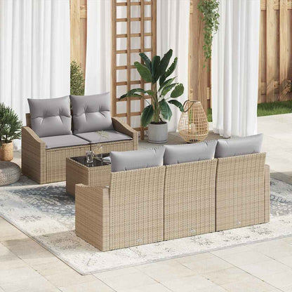 Bankstel Met Kussen Met Opslag 6 Pcs En Crème Poly Rattan