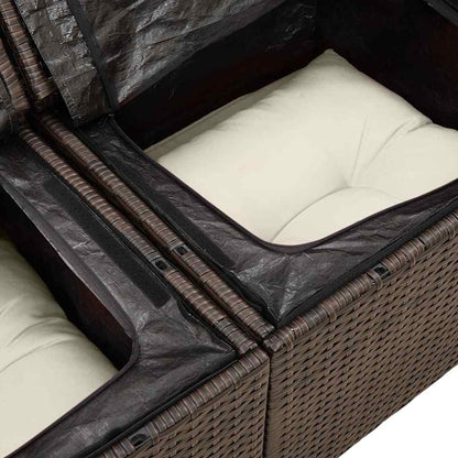 Bankstel Met Kussen Met Opslag 7 Pcs En Crème Poly Rattan