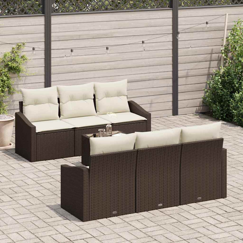 Bankstel Met Kussen Met Opslag 7 Pcs En Crème Poly Rattan