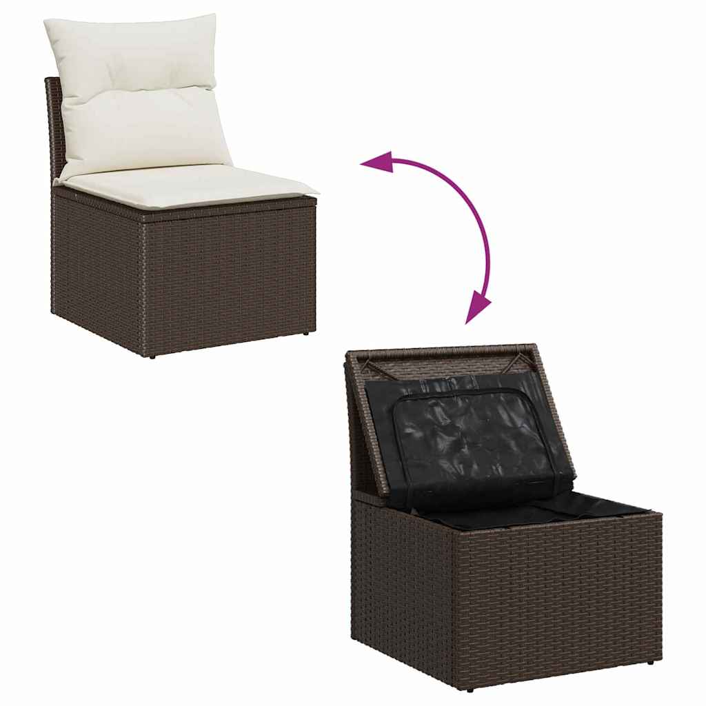 Bankstel Met Kussen Met Opslag 7 Pcs En Crème Poly Rattan
