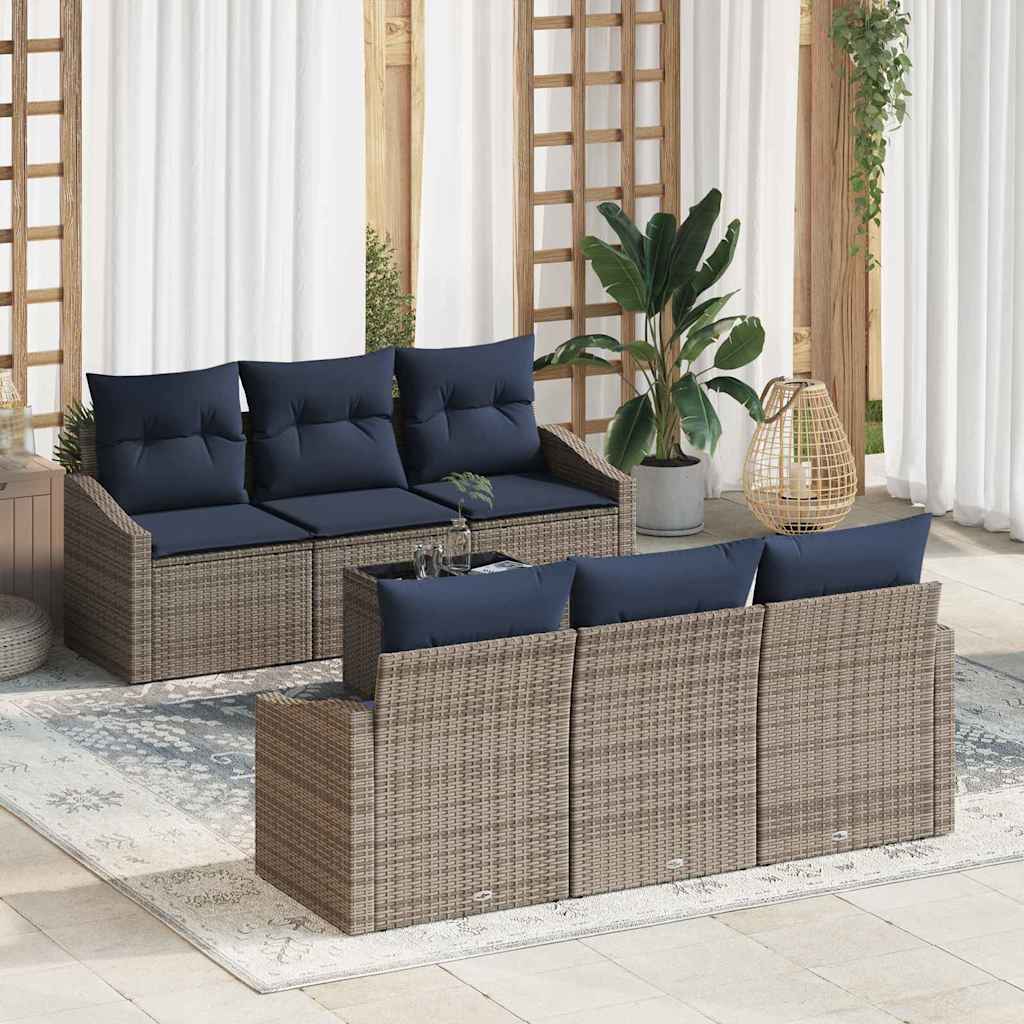 Bankstel Met Kussen 7 Pcs Poly Rattan