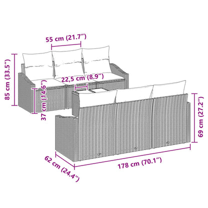 Bankstel Met Kussen 7 Pcs Poly Rattan