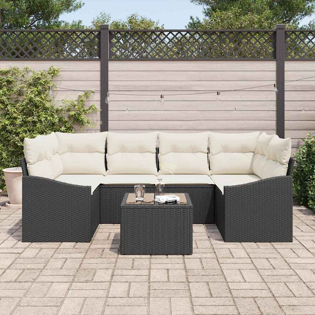 Bankstel Met Kussen Met Opslag 7 Pcs En Crème Poly Rattan