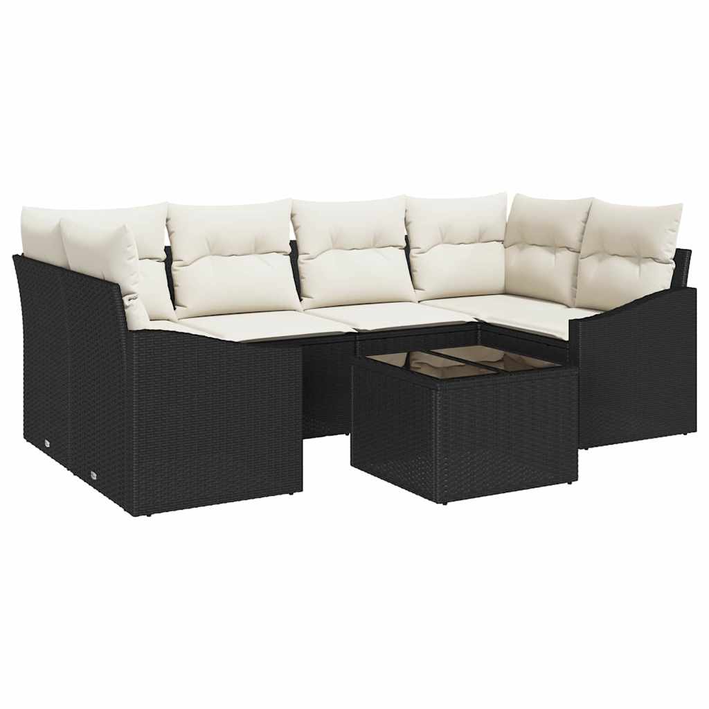 Bankstel Met Kussen Met Opslag 7 Pcs En Crème Poly Rattan