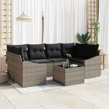 Bankstel Met Kussen Met Opslag 7 Pcs En Crème Poly Rattan