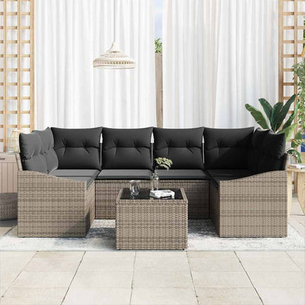 Bankstel Met Kussen Met Opslag 7 Pcs Poly Rattan