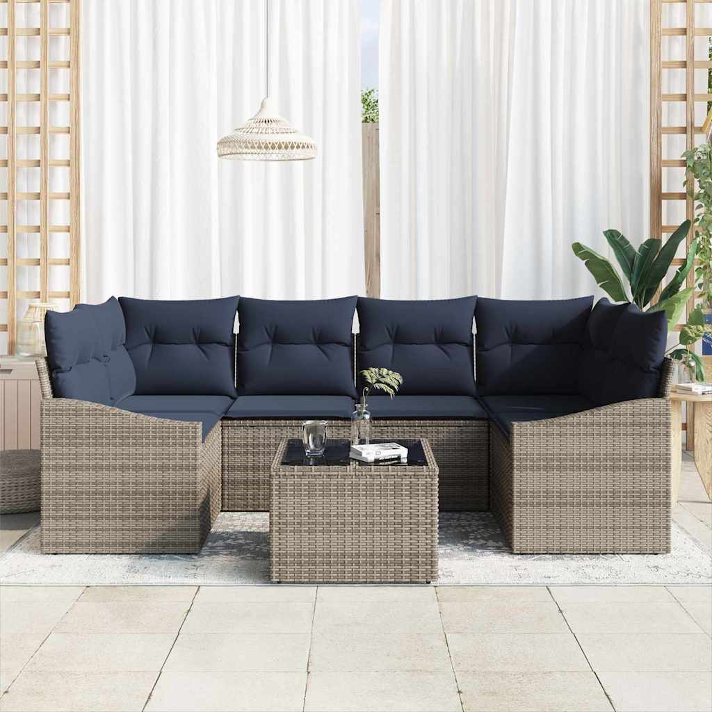 Bankstel Met Kussen 7 Pcs Poly Rattan
