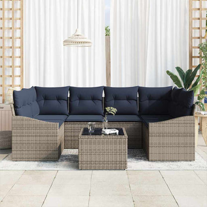 Bankstel Met Kussen 7 Pcs Poly Rattan