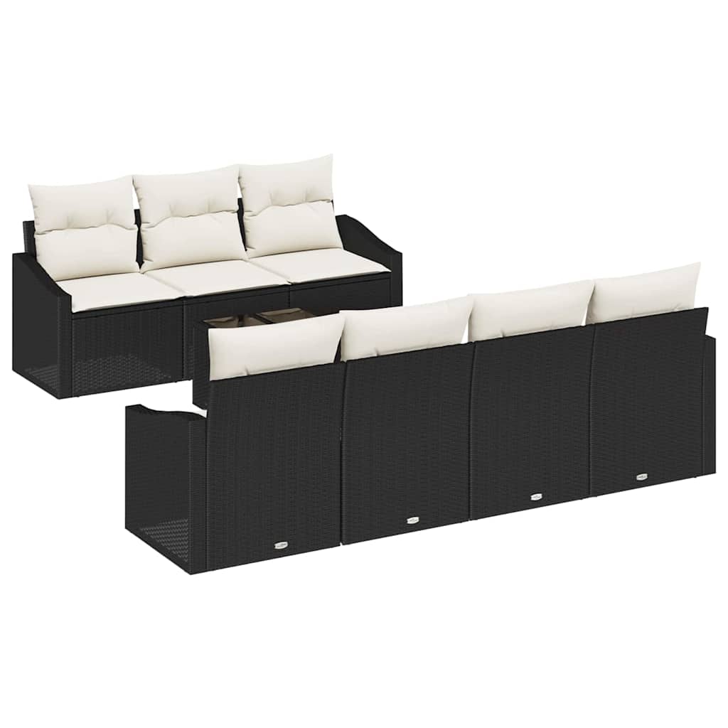 Bankstel Met Kussen Met Opslag 8 Pcs En Crème Poly Rattan