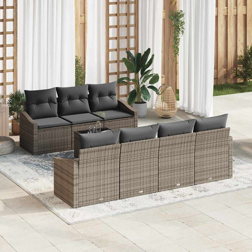 Bankstel Met Kussen Met Opslag 8 Pcs En Crème Poly Rattan