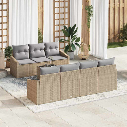 Bankstel Met Kussen Met Opslag 8 Pcs En Crème Poly Rattan