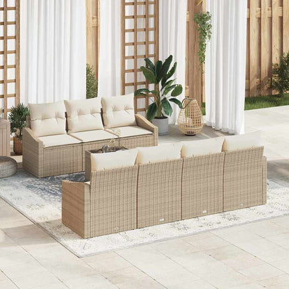 Bankstel Met Kussen Met Opslag 8 Pcs En Crème Poly Rattan