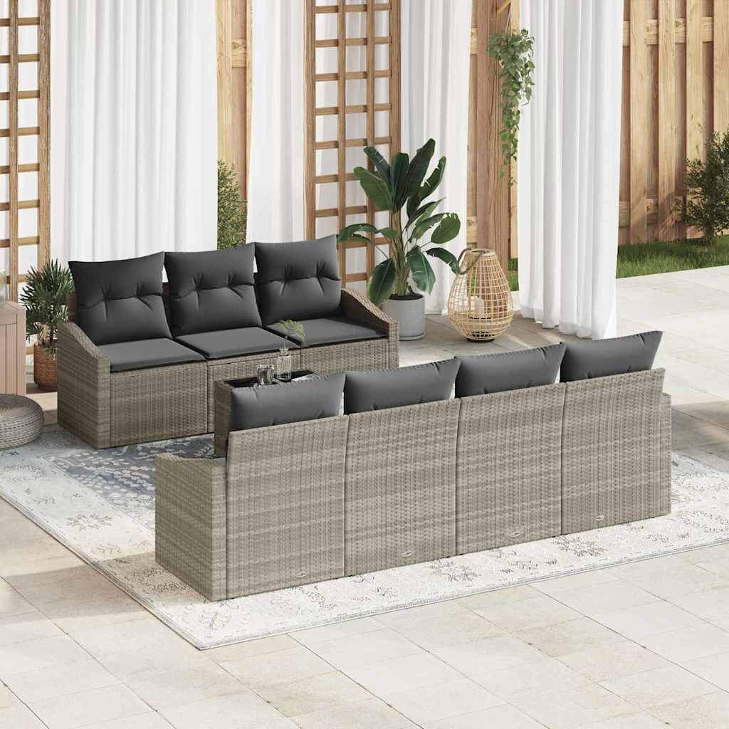 Bankstel Met Kussen Met Opslag 8 Pcs En Crème Poly Rattan