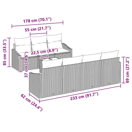 Bankstel Met Kussen Met Opslag 8 Pcs Poly Rattan