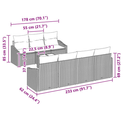 Bankstel Met Kussen 8 Pcs Poly Rattan