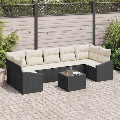 Bankstel Met Kussen Met Opslag 8 Pcs En Crème Poly Rattan