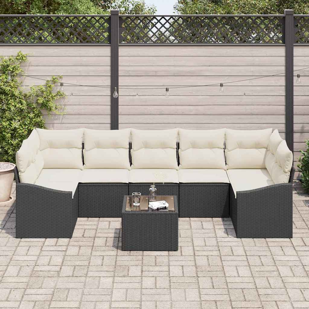 Bankstel Met Kussen Met Opslag 8 Pcs En Crème Poly Rattan