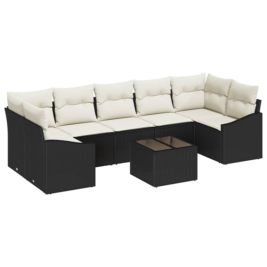 Bankstel Met Kussen Met Opslag 8 Pcs En Crème Poly Rattan