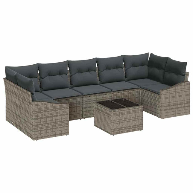 Bankstel Met Kussen Met Opslag 8 Pcs Poly Rattan