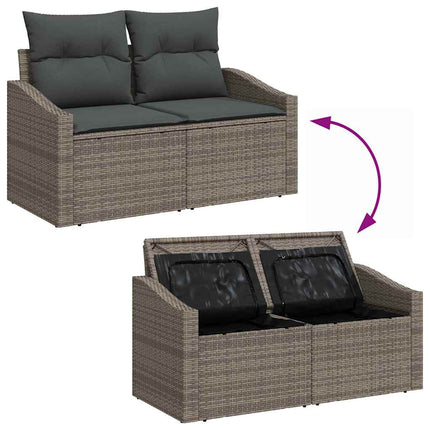 Bankstel Met Kussen Met Opslag 8 Pcs Poly Rattan