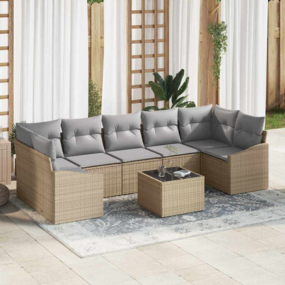 Bankstel Met Kussen Met Opslag 8 Pcs En Crème Poly Rattan